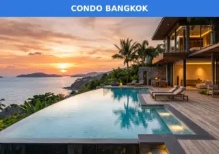 Intérieur condo de luxe à Bangkok avec vue panoramique sur le skyline