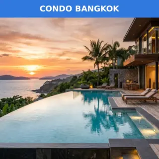 Intérieur condo de luxe à Bangkok avec vue panoramique sur le skyline